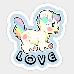 Kawaii Puppy Love Rainbow Sticker